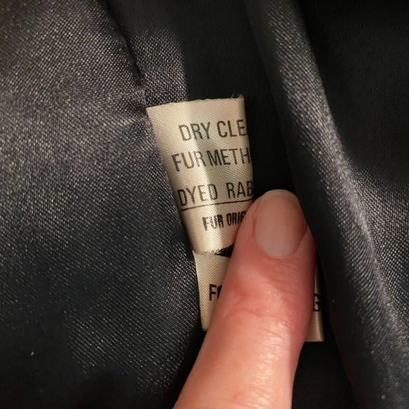 VGUC Vintage Black Dyed Rabbit Fur Jkt-Sz S,Attchd scarf, nice, pretty coat! - Picture 9 of 10